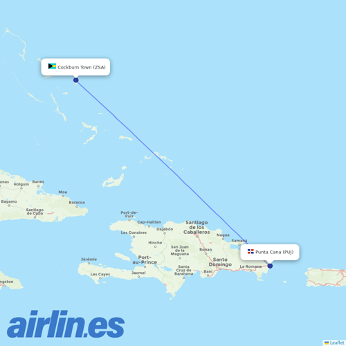 Air Caraibes at ZSA route map