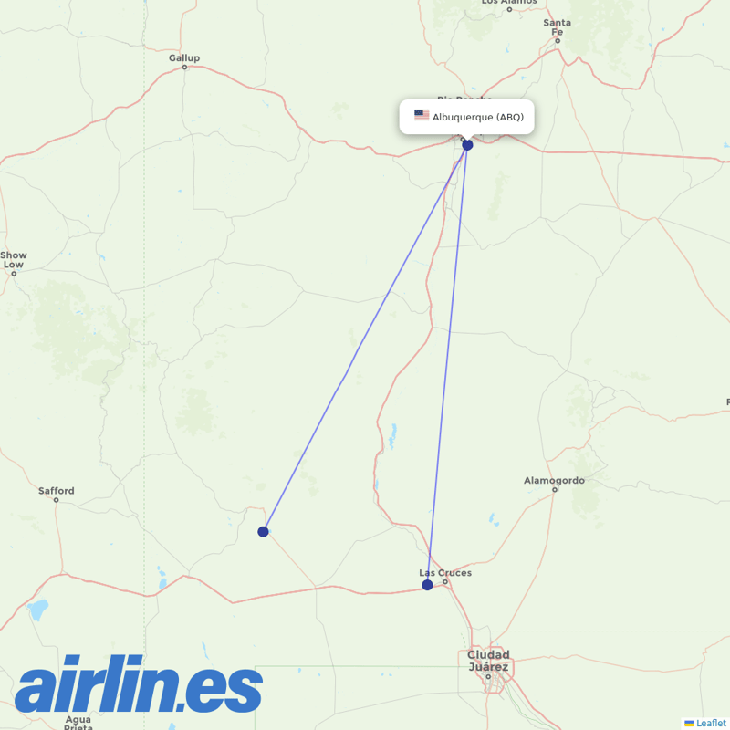 Advanced Air from Albuquerque International Sunport destination map