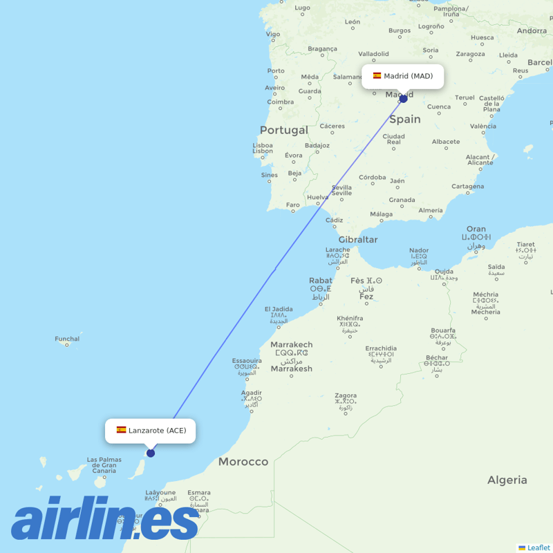 Iberia Express from Lanzarote Airport destination map
