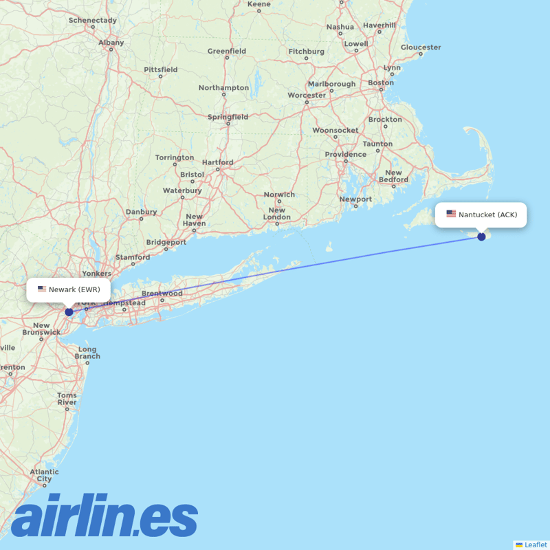 United Airlines from Nantucket Mem destination map