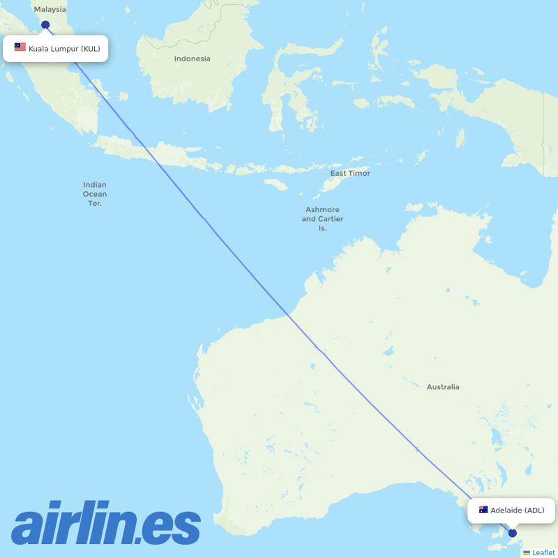 Malaysia Airlines from Adelaide International destination map