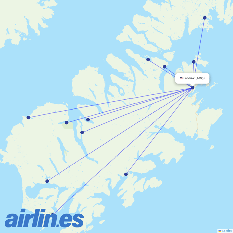 Island Air Service from Kodiak destination map