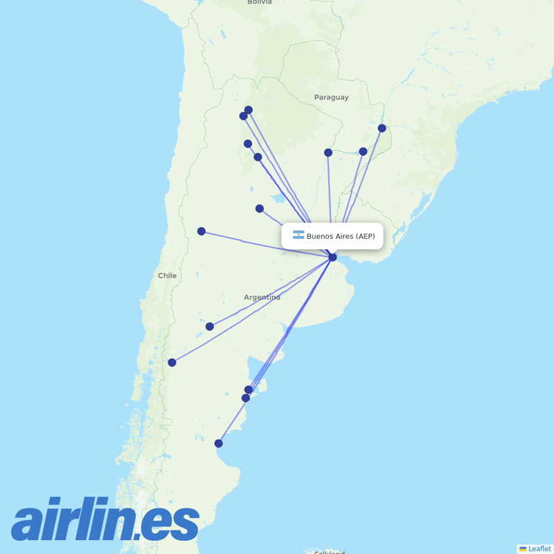 Felix Airways from Aeroparque Jorge Newbery destination map