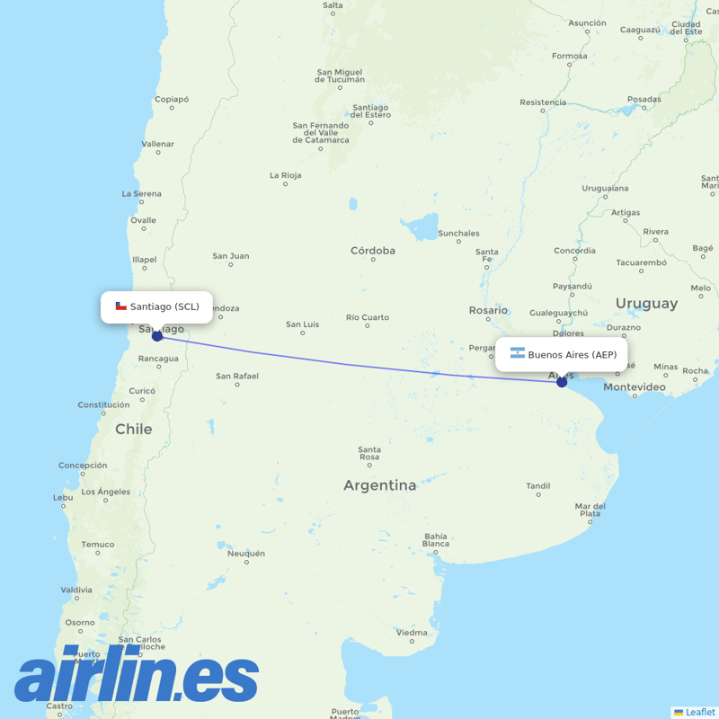 JetSMART from Aeroparque Jorge Newbery destination map