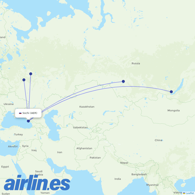 S7 Airlines from Sochi Airport destination map