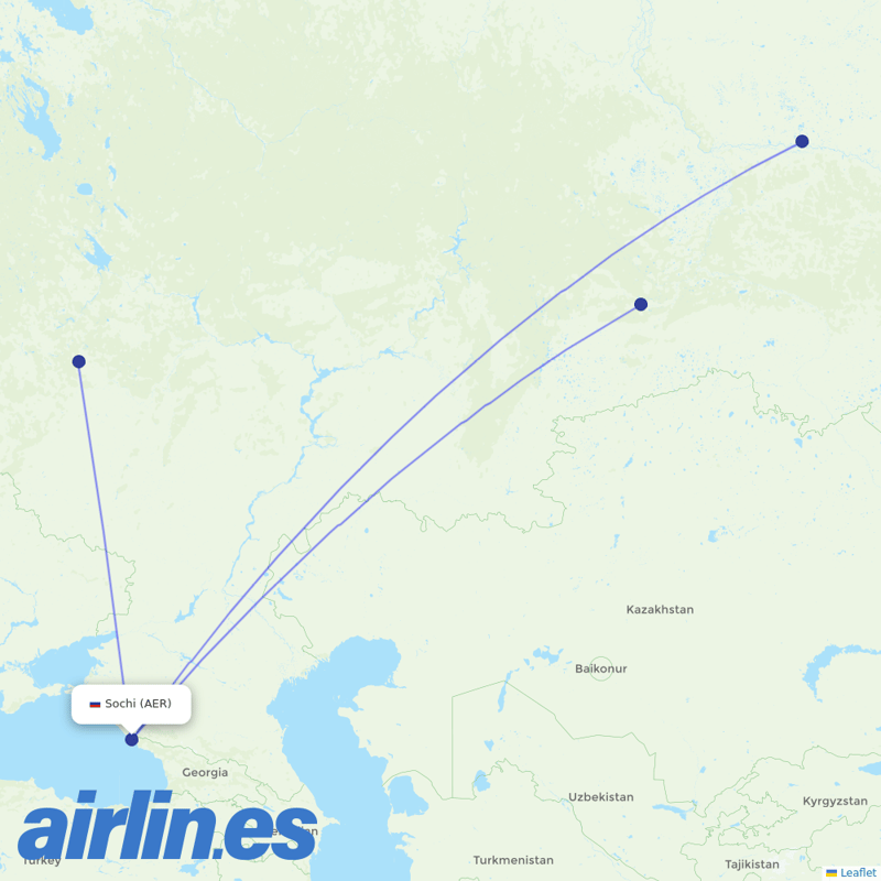 UTair from Sochi Airport destination map