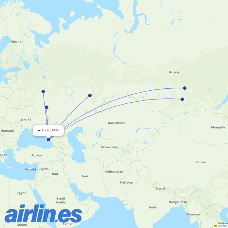 NordStar Airlines from Sochi Airport destination map