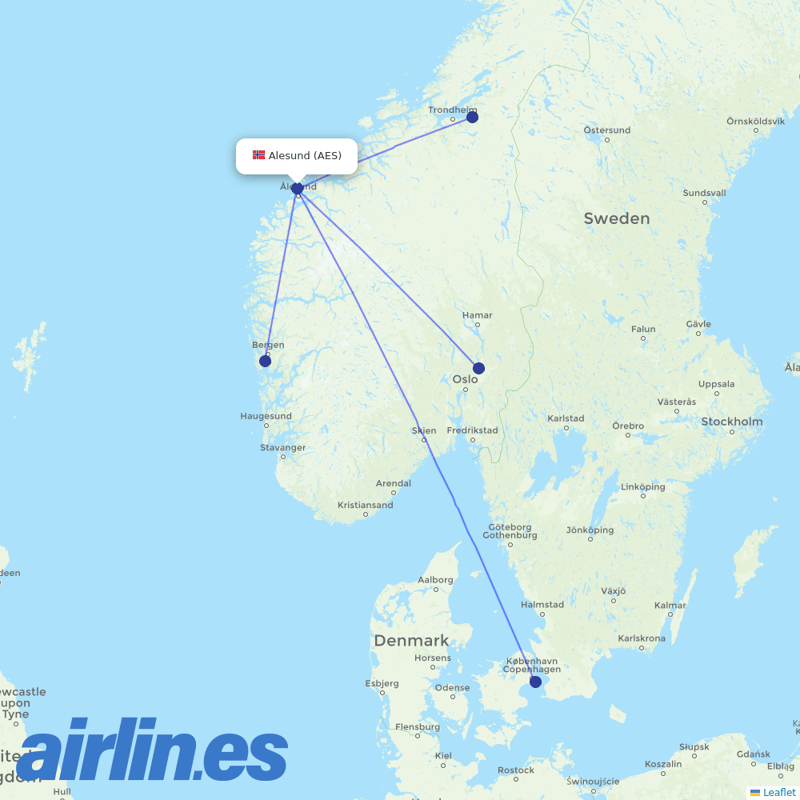 Scandinavian Airlines from Vigra destination map