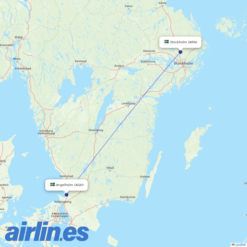 Scandinavian Airlines from Angelholm destination map