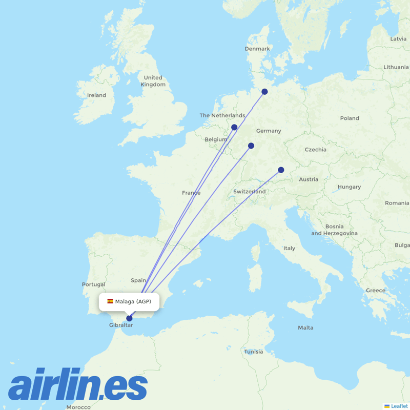 Condor from Málaga Airport destination map