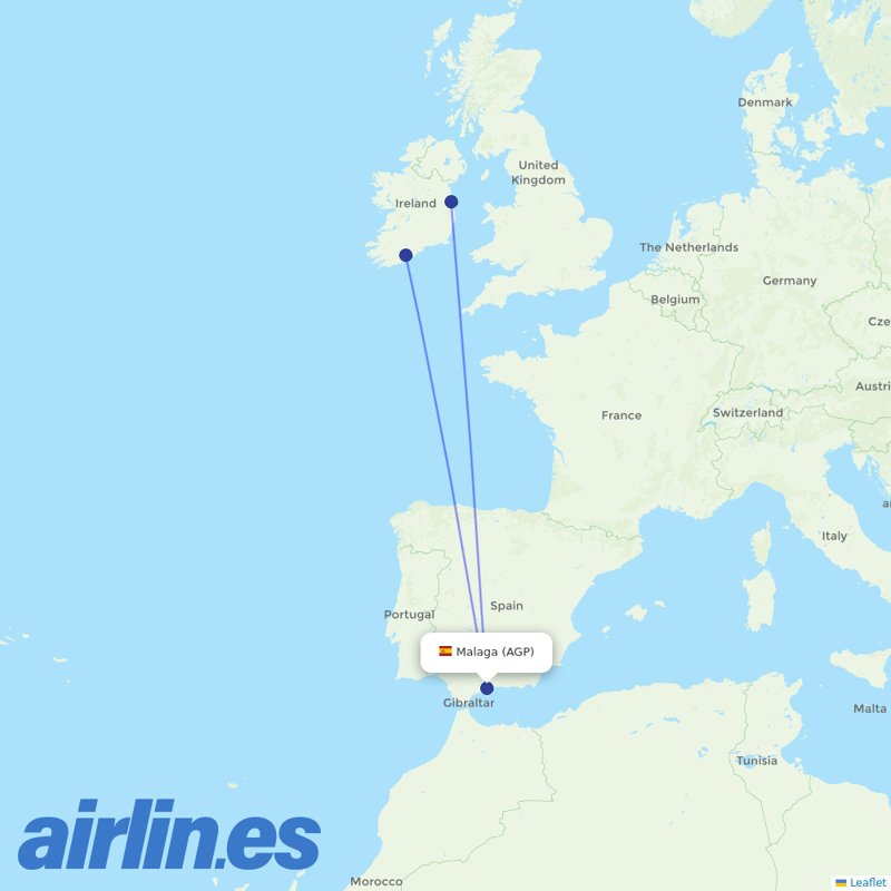 Aer Lingus from Málaga Airport destination map