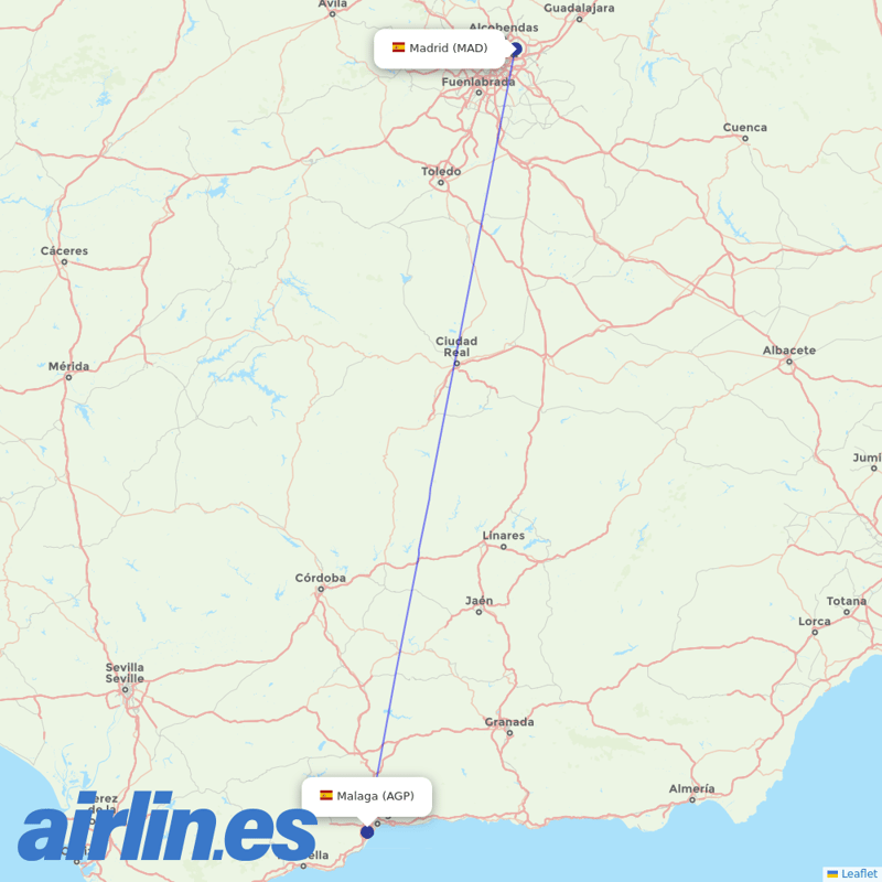 Iberia Express from Málaga Airport destination map