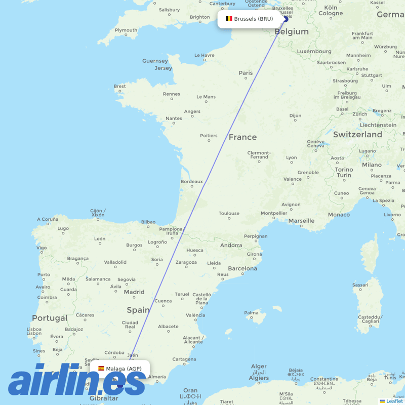 Brussels Airlines from Málaga Airport destination map