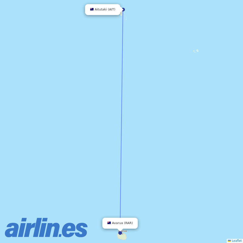 Air Rarotonga from Aitutaki destination map
