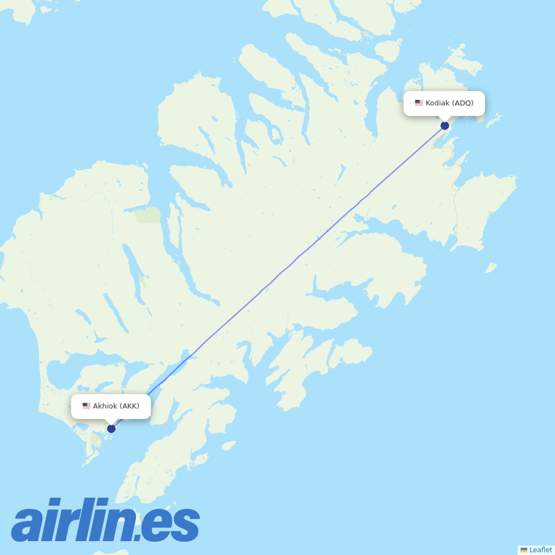Island Air Service from Akhiok Airport destination map