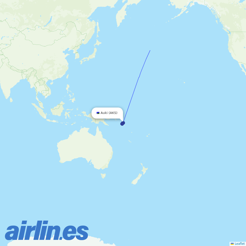 Solomon Airlines from Auki Airport destination map