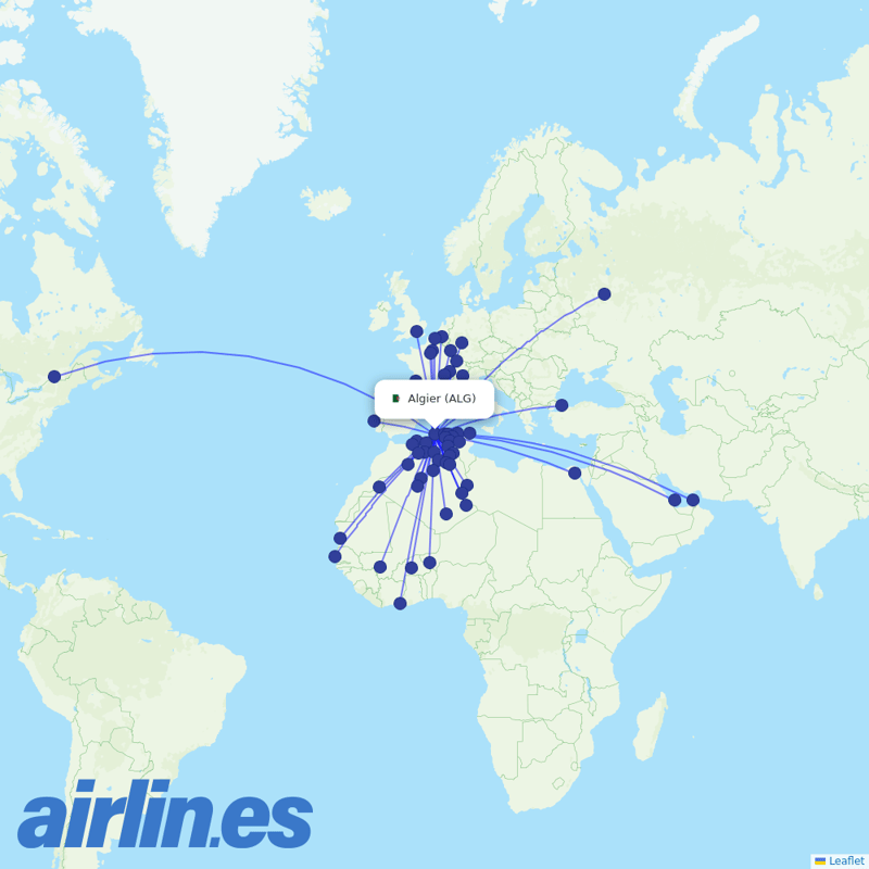 Air Algerie from Houari Boumediene Airport destination map