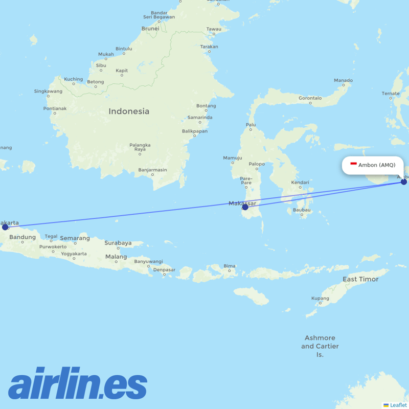 Garuda Indonesia from Pattimura destination map