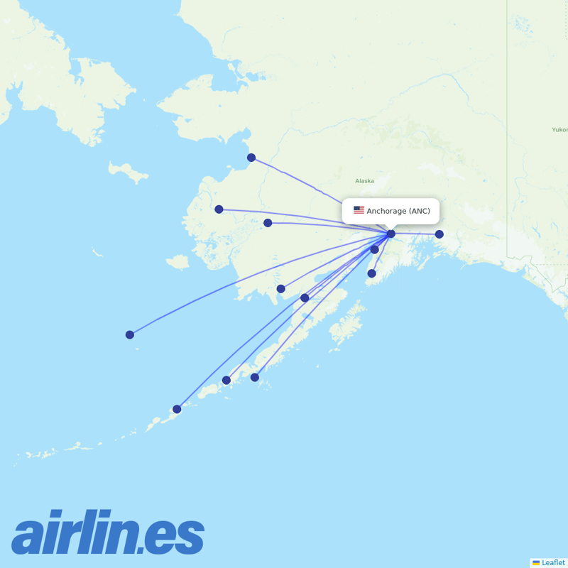 Ravn Alaska from Ted Stevens Anchorage International destination map