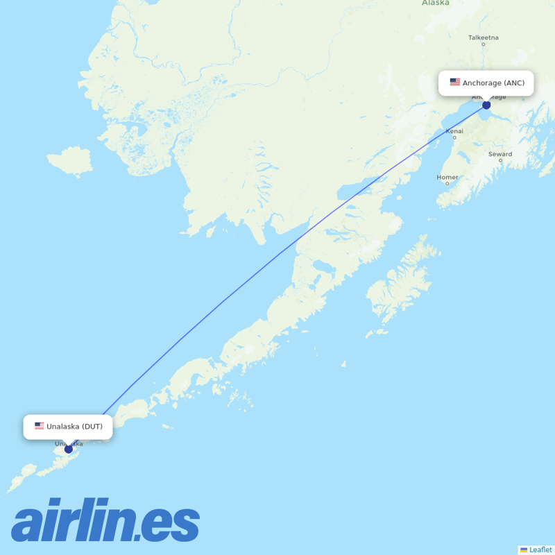 Via Air from Ted Stevens Anchorage International destination map