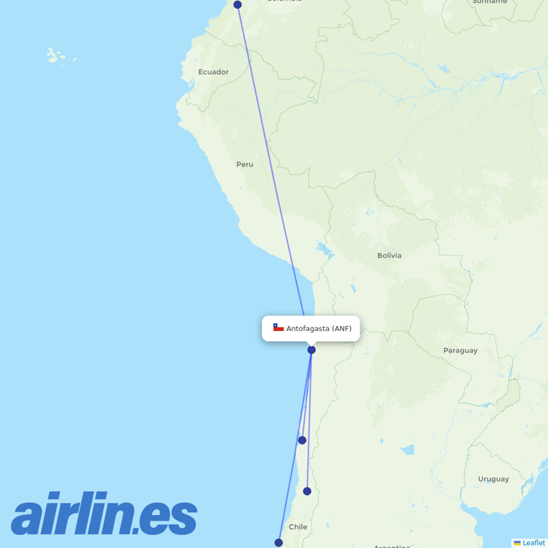 JetSMART from Cerro Moreno International destination map