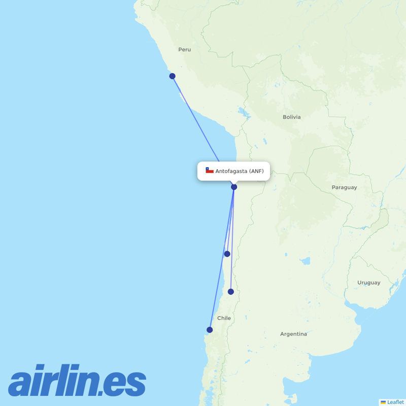 LATAM Airlines from Cerro Moreno International destination map