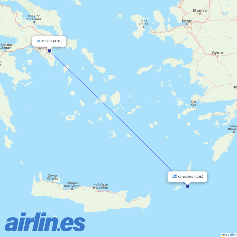 Olympic Air from Karpathos destination map