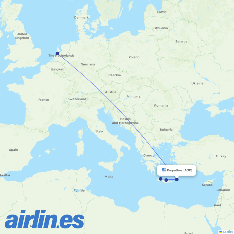 TUIfly Netherlands from Karpathos destination map