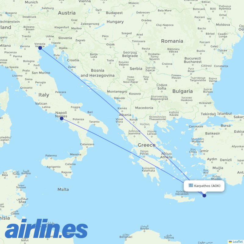 Volotea from Karpathos destination map