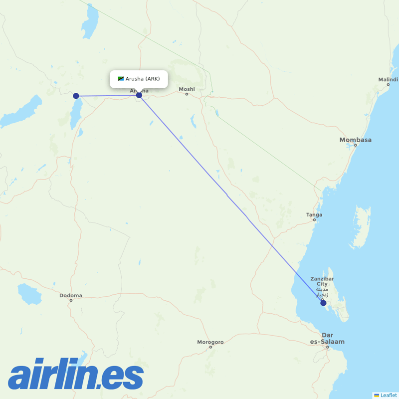 Auric Air from Arusha destination map