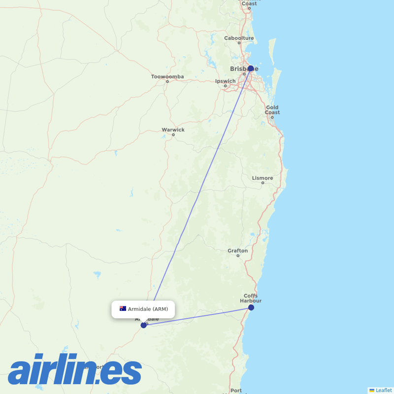 Link Airways from Armidale destination map