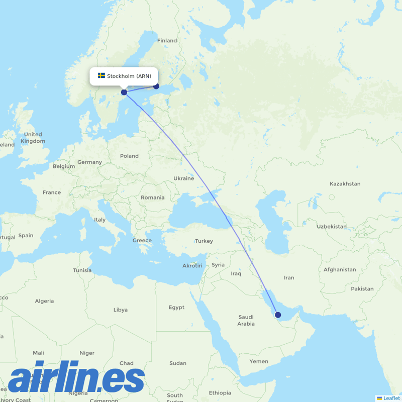 Finnair from Stockholm Arlanda Airport destination map