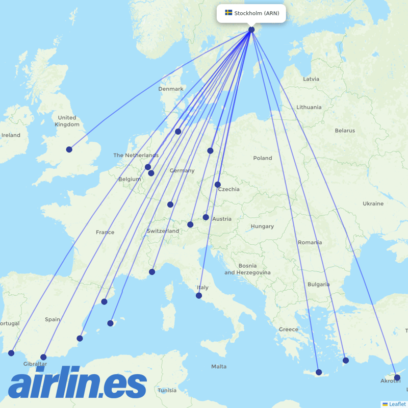 Eurowings from Stockholm Arlanda Airport destination map