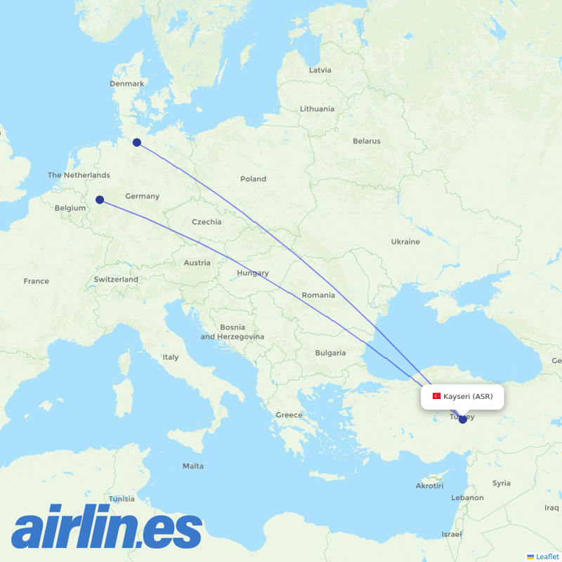 Eurowings from Erkilet destination map
