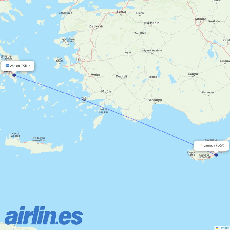 Charlie Airlines from Athens International Airport destination map
