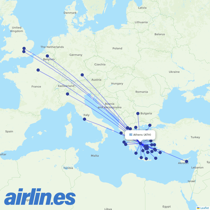 Sky Express from Athens International Airport destination map