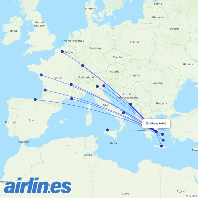 Volotea from Athens International Airport destination map
