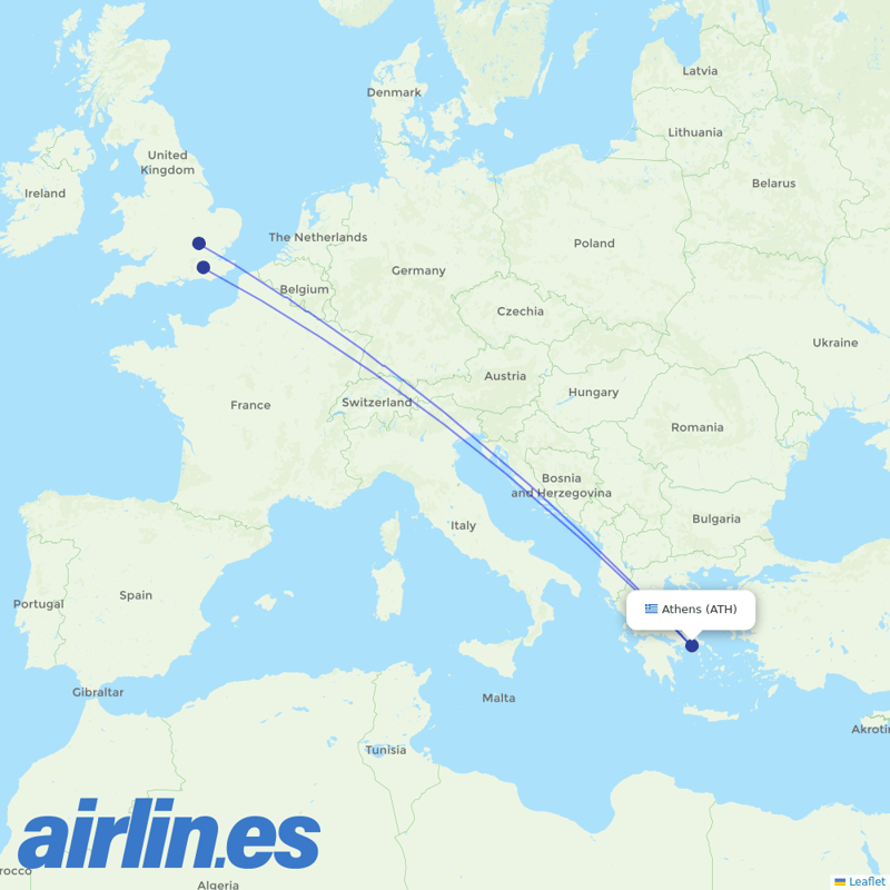 Wizz Air UK from Athens International Airport destination map