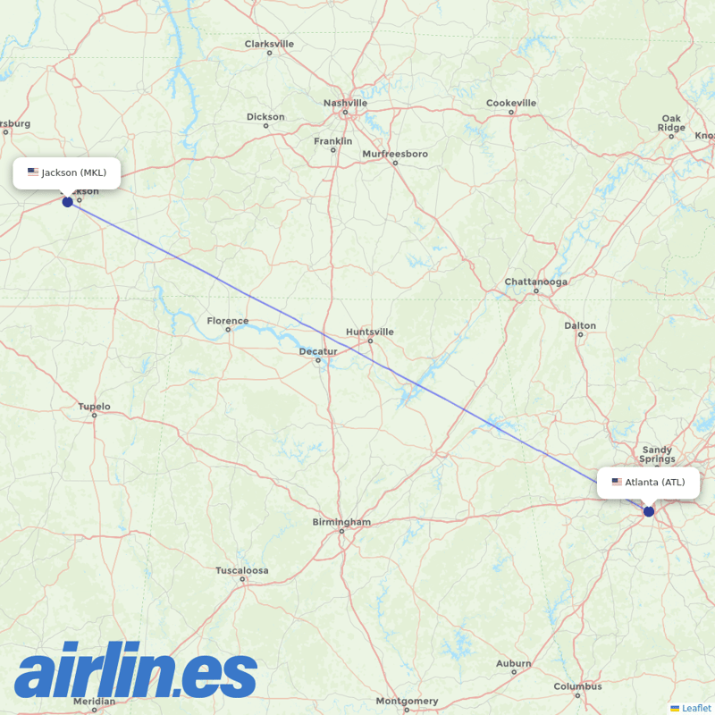 Southern Airways Express from Hartsfield–Jackson Atlanta International Airport destination map