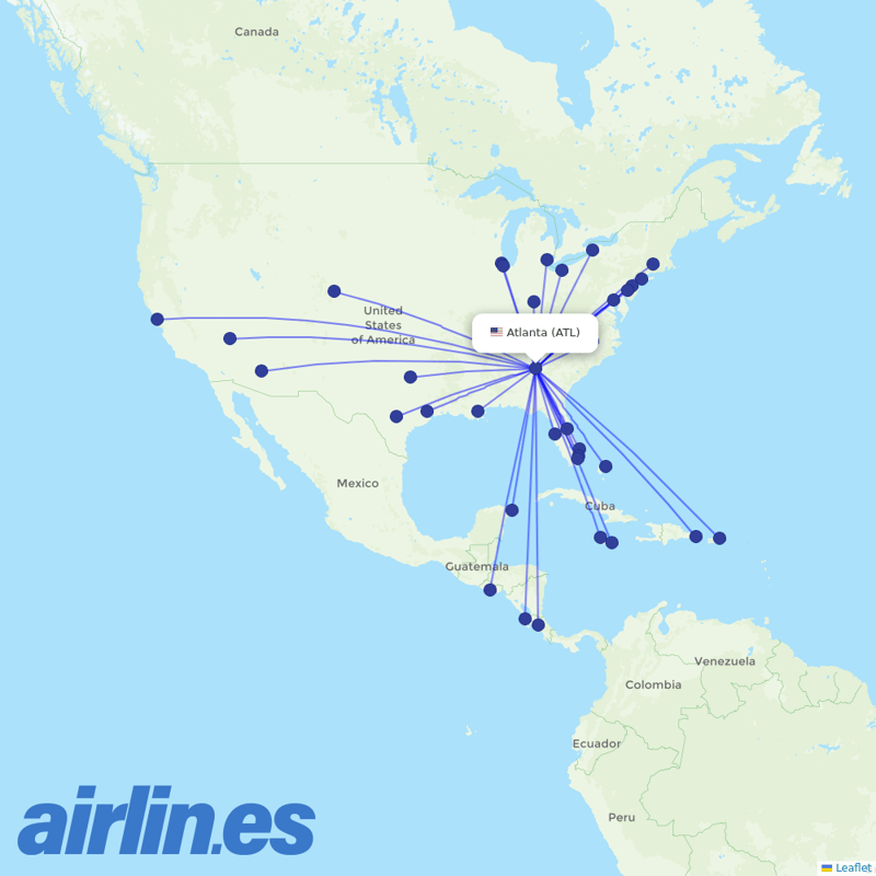 Frontier Airlines from Hartsfield–Jackson Atlanta International Airport destination map