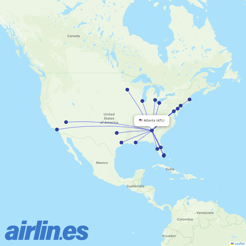 Spirit Airlines from Hartsfield–Jackson Atlanta International Airport destination map