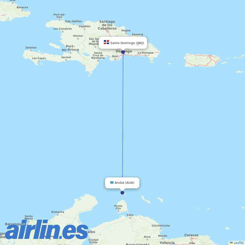 Alliance Air from Reina Beatrix International destination map