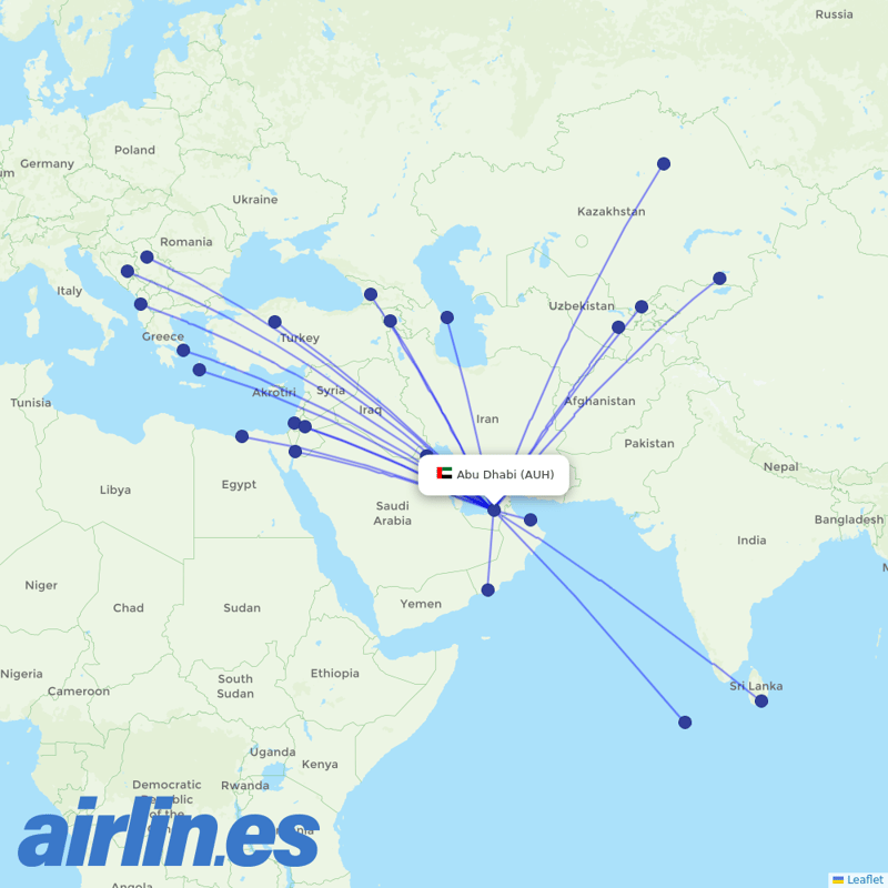 Intercontinental Airways (Gambia) from Zayed International Airport destination map