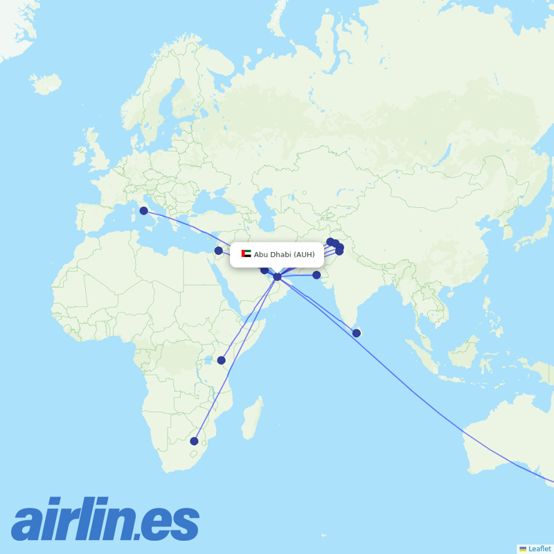 Pakistan International Airlines from Zayed International Airport destination map