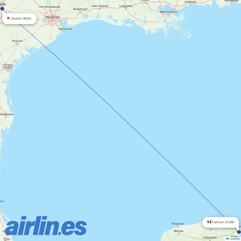 Sun Country Airlines from Austin-Bergstrom International Airport destination map