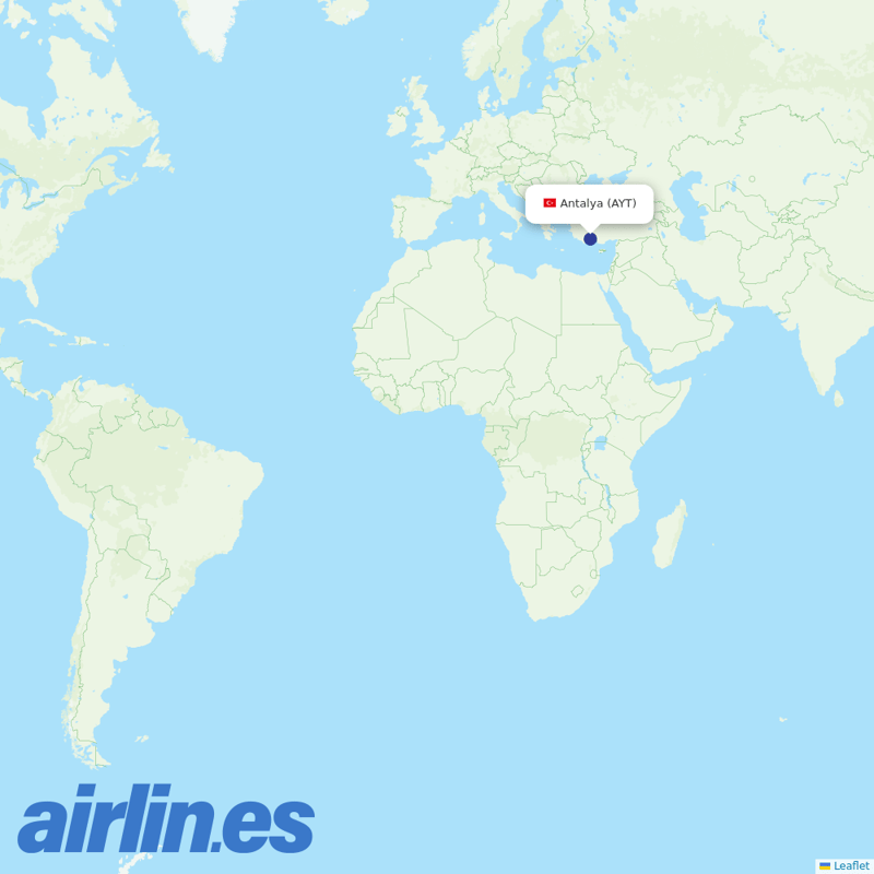 AZUR air from Antalya Airport destination map