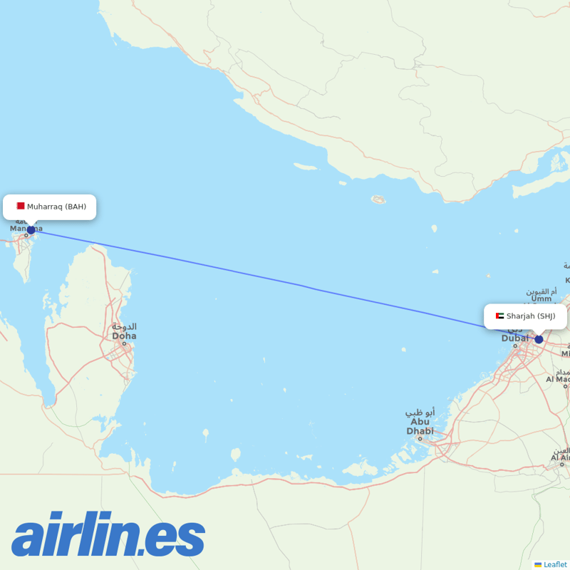 Air Arabia from Bahrain International Airport destination map