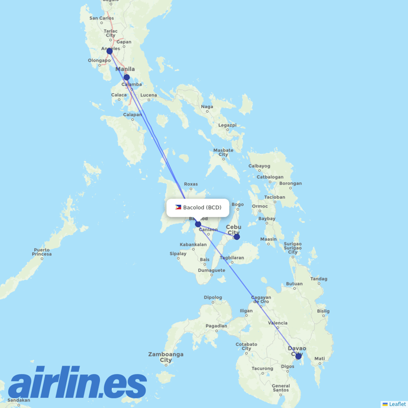 Cebu Pacific Air from Silay International Airport destination map