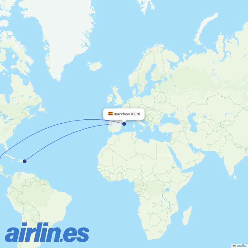 Evelop Airlines from El Prat Airport destination map