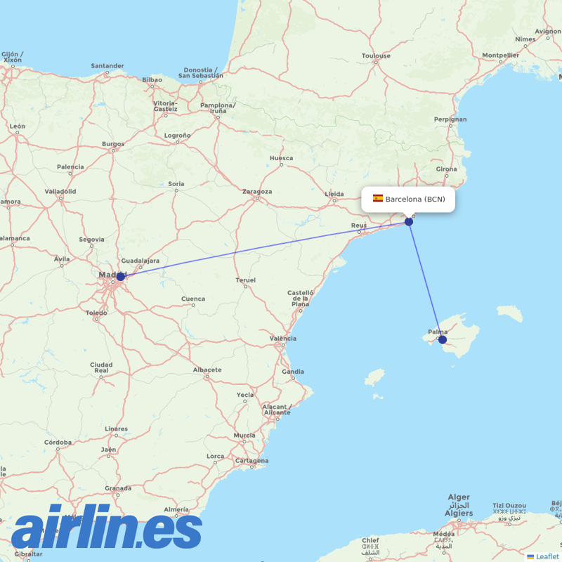 Air Europa from El Prat Airport destination map